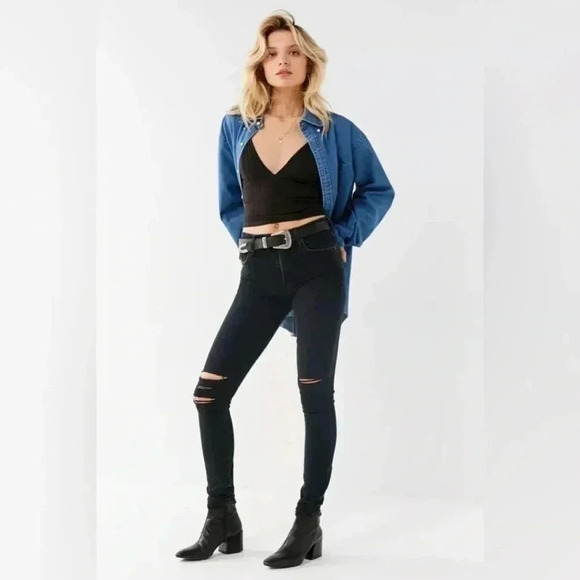 AGOLDE Sophie High-Rise Distressed Skinny Jean – Black 27 - Picture 1 of 8